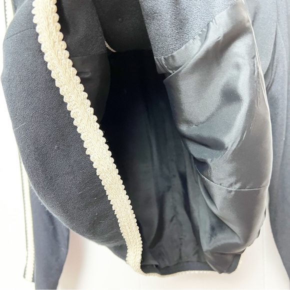 Vintage 80s Black & Cream Braid Pearl Button Cropped Jacket Women’s Size Large - Picture 6 of 12